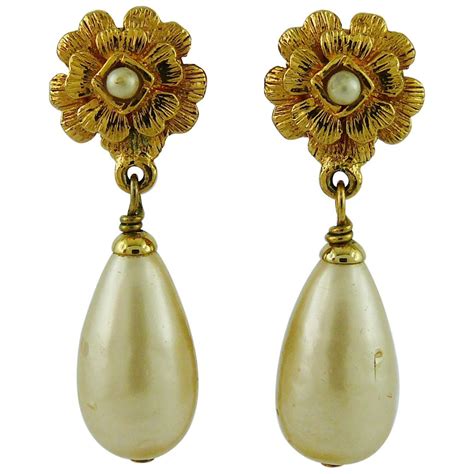 vintage chanel pearl earrings|Chanel classic pearl earrings.